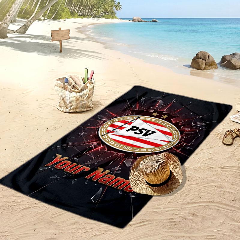PSV Eindhoven FC Personalized Printed Beach Towel Soccer Logo Support Custom Name Text Absorbent Towel For Sport Travel Special Gift