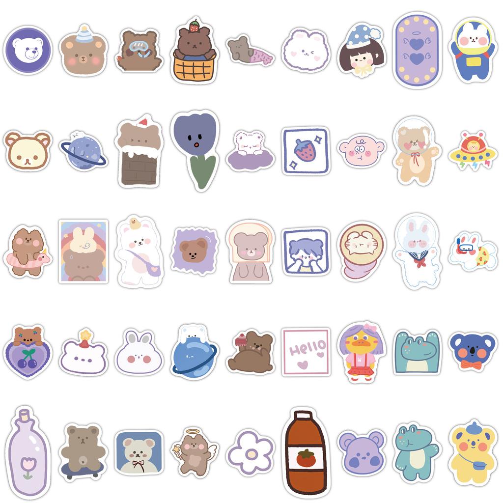 90 Cartoon Cute Bear Doodle Stickers Suitcase Motorcycle Laptop Waterproof Stickers