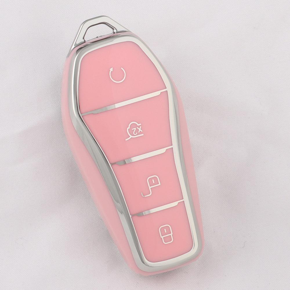 New Soft TPU Car Key Cover Key Bag Key Case Car Key Shell Pink Silver Anti-drop Design Different Vehicle Models Accessories