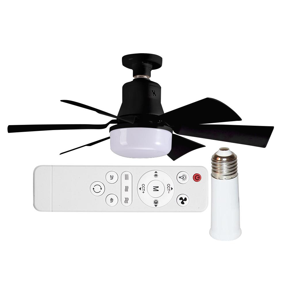 Ceiling Fan Light with Remote Socket Ceiling Fan Timing Light Bulb Fan 3 Gear Wind Speed 6 Blades for Living Room Bedroom