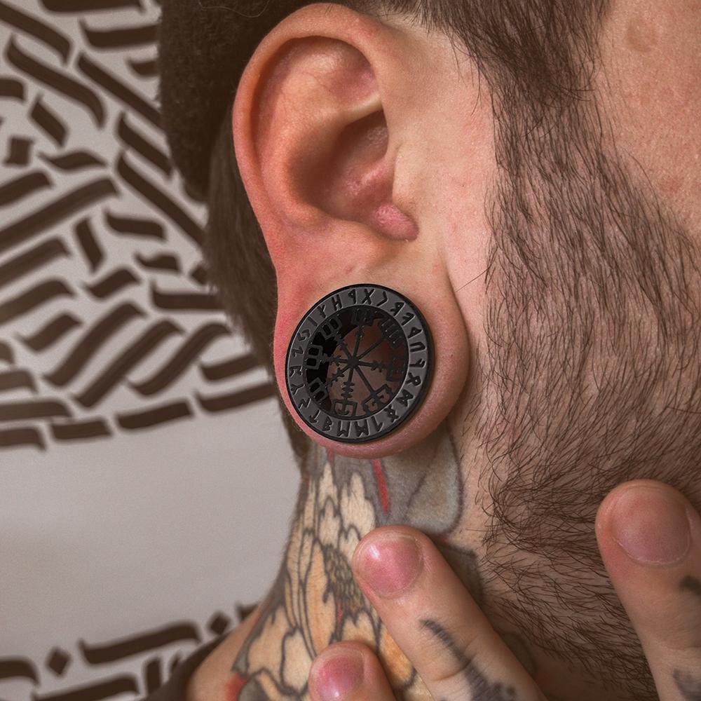 Twolobes 2 шт. Нержавеющая сталь Мифология викингов Руны Ушные расширители Тоннели Расширитель Пирсинг Мужчины Женщины Украшения для тела Заглушки Растяжка