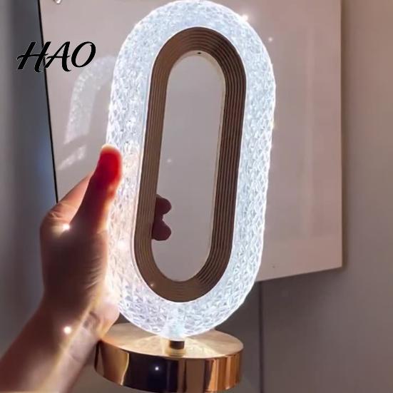 Bedroom Decorative Light Luxury Faux Crystal Table Lamp, Dimmable LED Night with Touch Atmosphere for Entrance Control Gold Base, Modern Bedside Desk