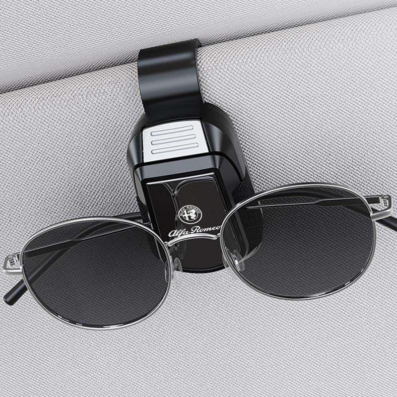 XLRNT1 Car Sunglasses Clip Sun Visor Glasses Holder Card Ticket Holder For Alfa Romeo MiTo 147 Giulia 156 159 Stelvio Giulietta Disco