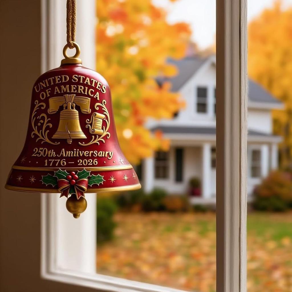 250th Anniversary Bell Ornament Vintage-Style Metal Doorbell 250th Commemorative Bell Ornament for Home Or Garden Christmas Tree