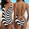 Горячо продаваемый и популярный женский модный полосатый камзол с открытой спиной для купальника