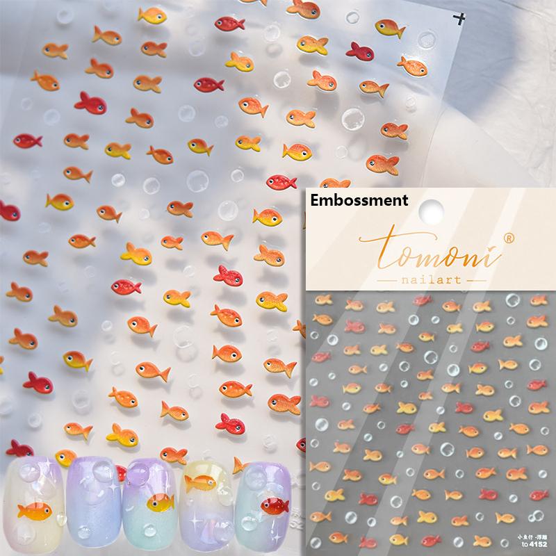 Little Red Fish Jelly Summer Goldfish Carp Ocean Beach Mermaid Sea Shiny Nail Art Stickers Manicure Decals