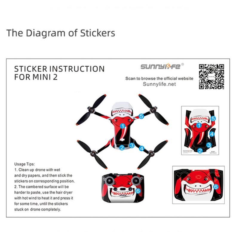Наклейки с защитой от царапин Sunnylife для DJI Mini 2, аксессуары для защиты рук и тела дрона, пульт дистанционного управления