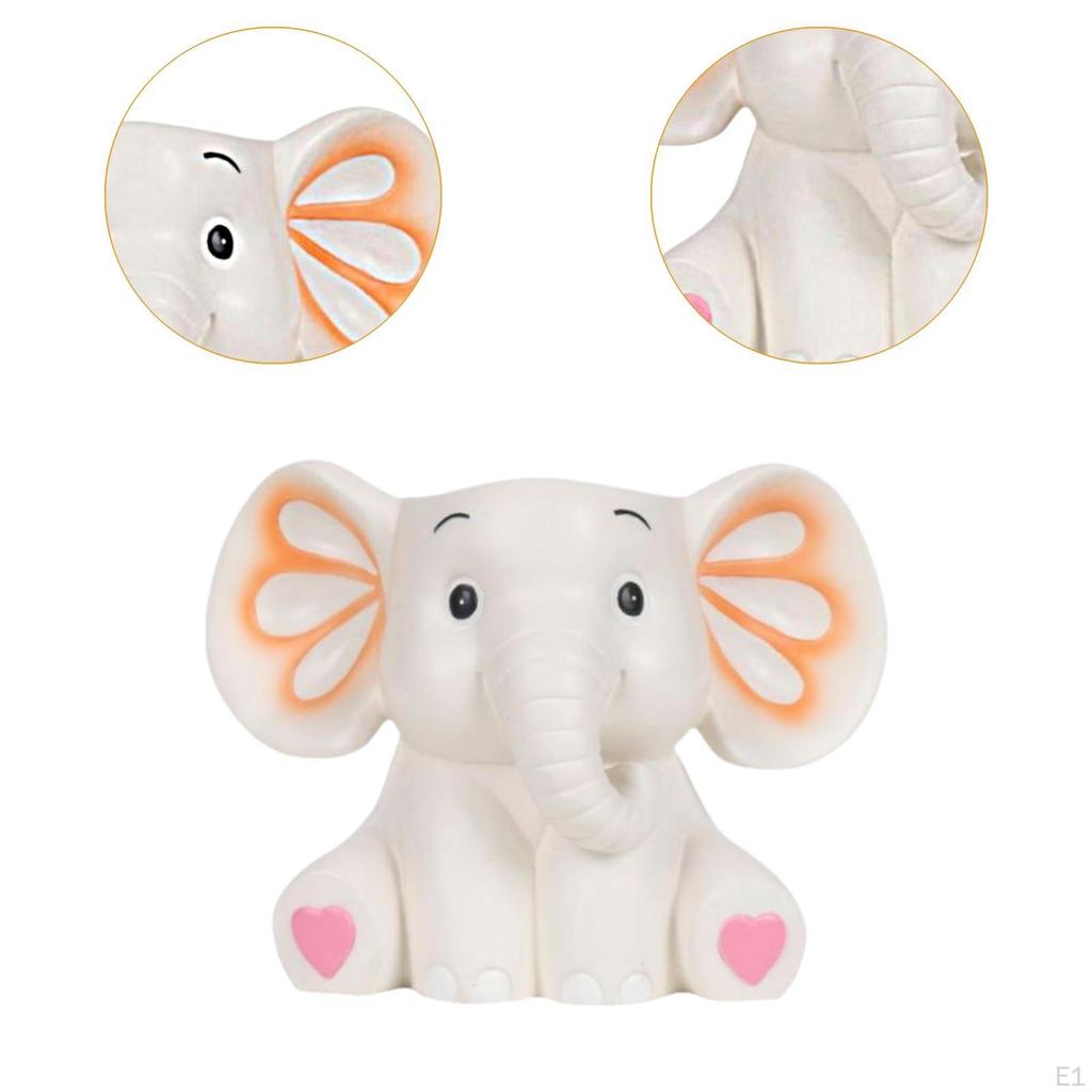 Cute Elephant Pen Holder Decoration Desktop Organizer for Desk Supplies Hand Painted Resin Statue
