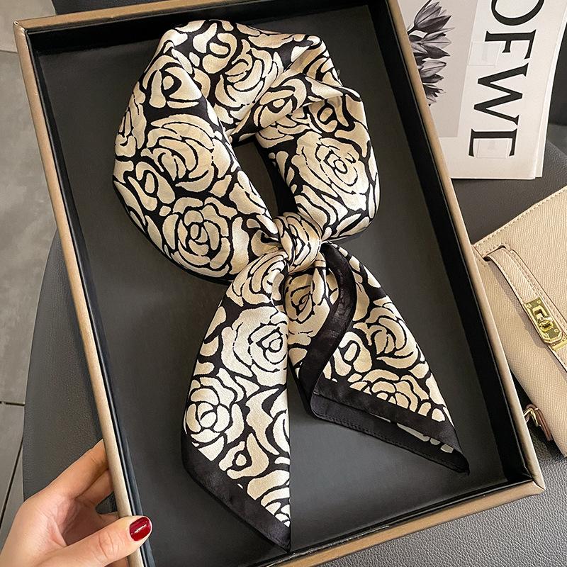 Модные шарфы для женщин шаль с цветочным принтом шелковый атласный хиджаб шарф женский 70*70см роскошный бренд квадратные шали шарфы для леди