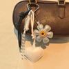 Handmade Sunflower Heart Keychain Key Ring Woven Lanyards Bag Charm Fresh Summer Style Keychain Hanging Accessories Women Bags