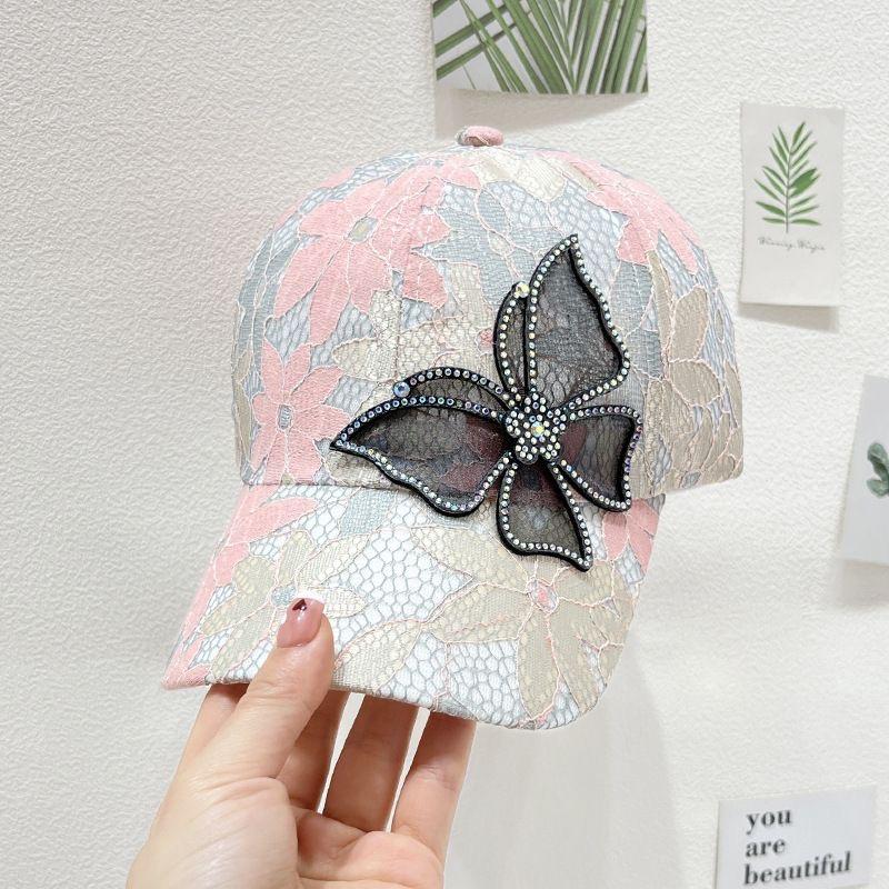 Новая модная женская бейсболка с подвеской в ​​виде бабочки и цветка, женская уличная регулируемая уличная летняя шляпа дальнобойщика