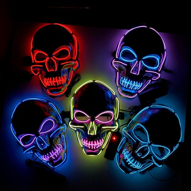 Cold Light Glow Mask Halloween Party LED Skull