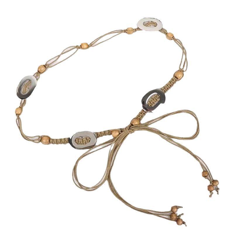 Vintage Woven Bohemian Waist Rope With Skirt Ethnic Style Decorative Summer Belt Simple Waist Chain Belt