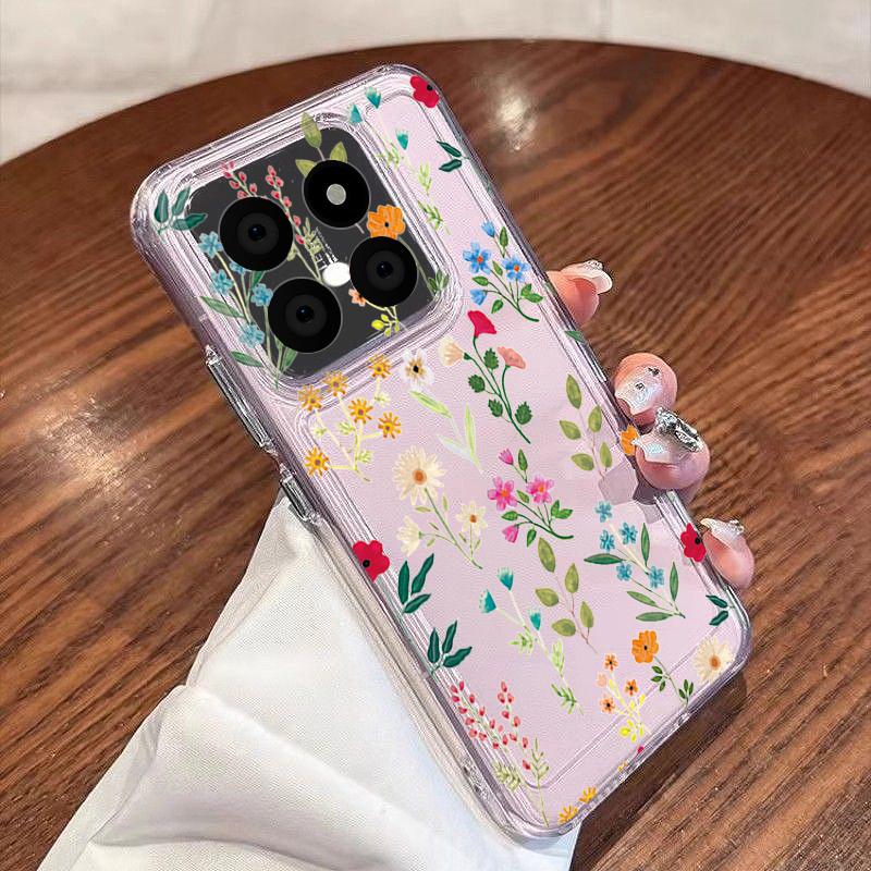 Чехол с узором из мелких цветов для Xiaomi Redmi Note 15 Pro 4G Funda Redmi Note 14 13 Pro 5G Прозрачный силиконовый мягкий чехол