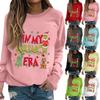 Women's Fashion Casual Long Sleeve Solid Color Christmas Printed Round Neck Top Sweatshirt