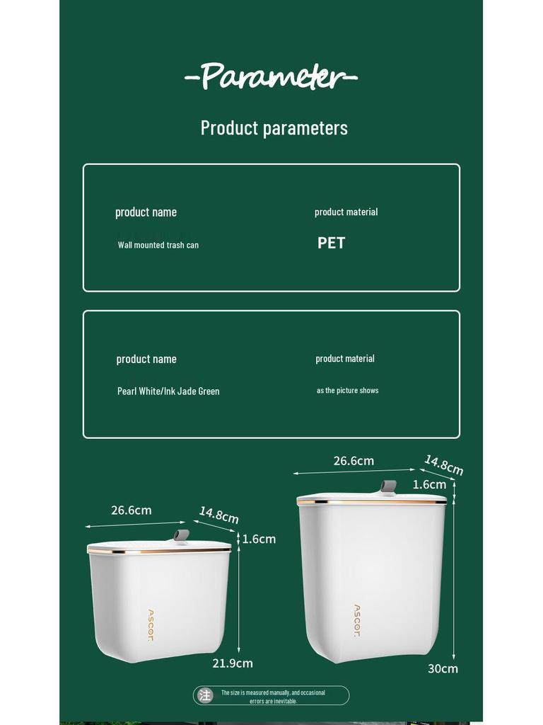 Large Capacity Wall-Mounted Trash Can with Lid for Bathroom, Kitchen, Bedroom, and Living Room