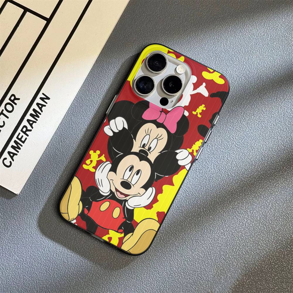 M-Минни M-Микки Для iPhone 16 15 14 13 12 11 17 Pro Max Plus Волна Гофрированный Чехол для Телефона Противоударная Крышка