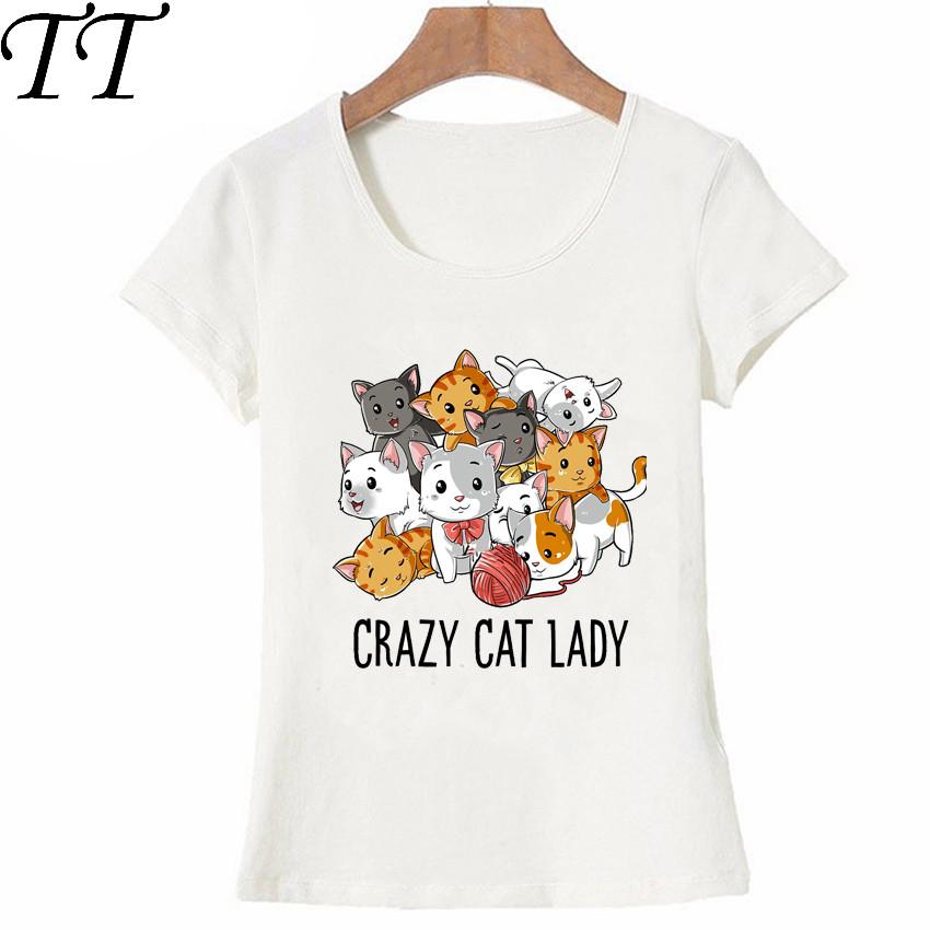 Crazy Cat Lady T Shirt Funny Cats Kitty Kitten Meme Gifts Tshirt for Cat Lovers Summer Cute Woman TShirt Cool Tops Female Tees