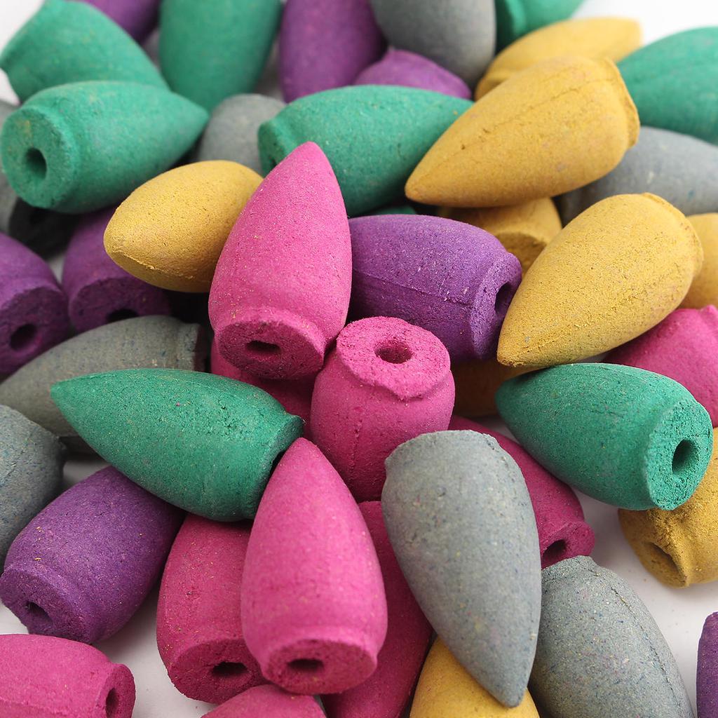 20pcs/pack Multiple Smell Colorful Natural Bullet Buddhism Backflow Incense Jasmine Smoke Hollow