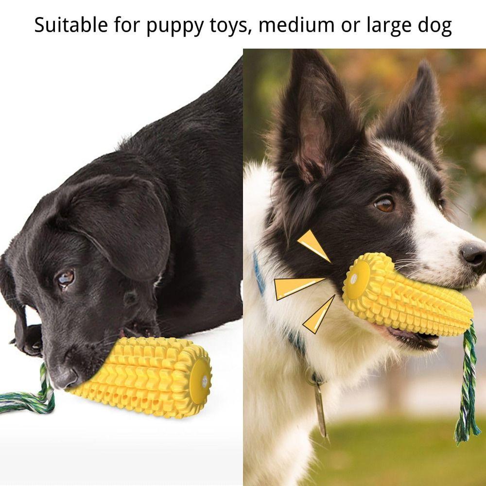 Tough Rubber Dog Chew Toy Corn Stick Design Interactive Squeaky Dog Toys Medium Large Dogs
