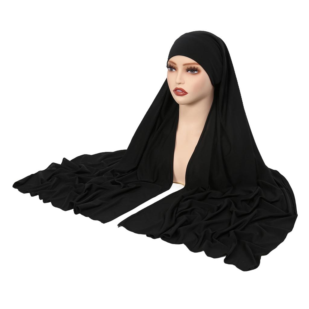 Muslim Women Long Scarf Pull On Ready Wear Instant Hijab Chemo Cap One Piece Amira Head Wrap Turban Femme Shawl Bandanas Scarves