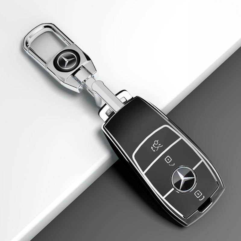 Чехол для ключа Mercedes-Benz E-Class 2016-2023, с пряжкой AMG E260L/E300L, Премиальный защитный чехол.