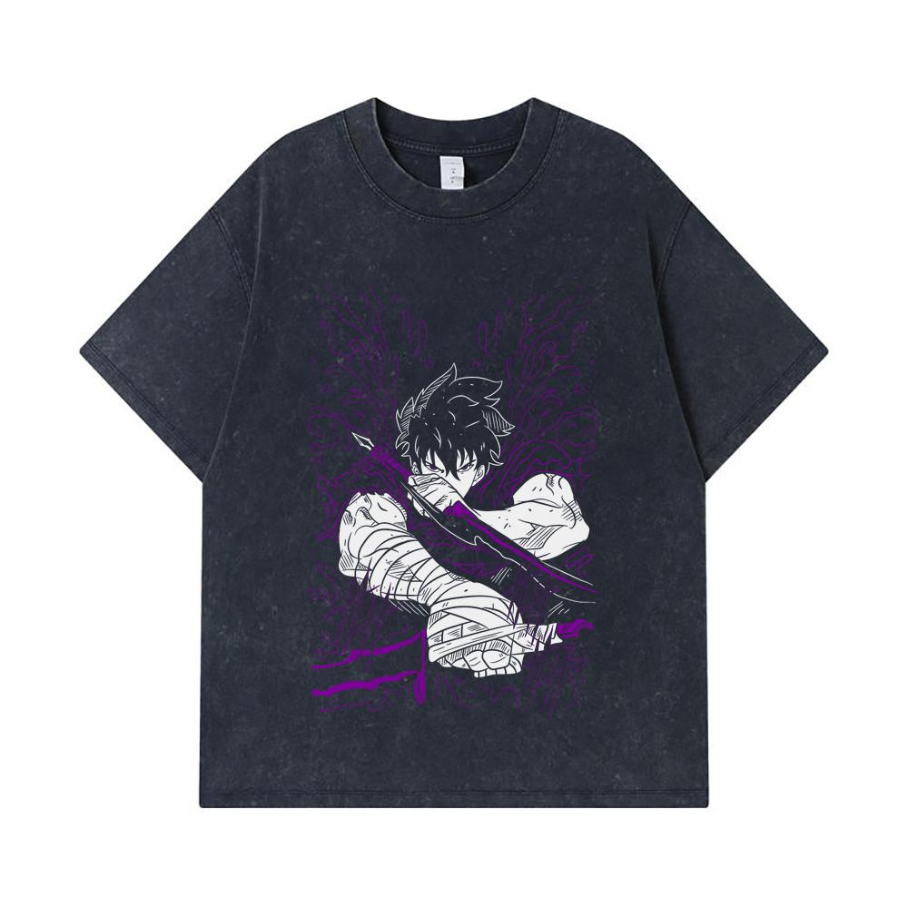 275 GSM Washed T-shirts 100% Cotton Solo Leveling V7 Print Unisex Heavy Cotton T Shirt