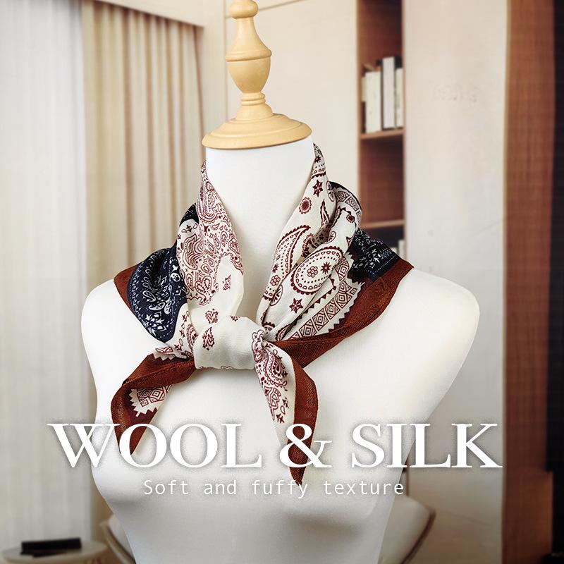 Contrasting Color Cashew Pattern Silk Scarf: Women's Fashion Shawl, Neck Tie, or Waist Wrap.