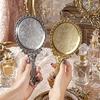 1PC Makeup Mirror Gift Retro Design European Style Electroplated Pattern Portable Rose Carving Practical 10.5x24.6cm