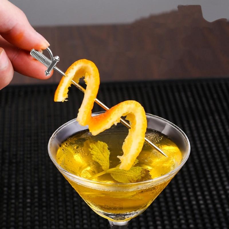 Набор из 5 коктейльных шпажек из нержавеющей стали с дизайном лезвий, портативные металлические шпажки для фруктов для закусок