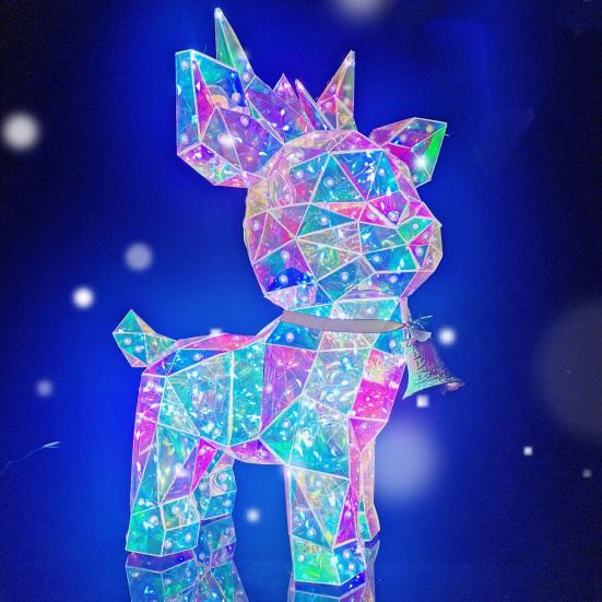 Iridescent Prismatic Christmas Deer Decor LED Deer Night Light Ornaments Colorful Lighted Deer Figurine Holiday Home Decor