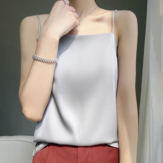 Summer Vest Sling Sleeveless Smooth Fabric Tank Tops Loose Fit Soft Elastic