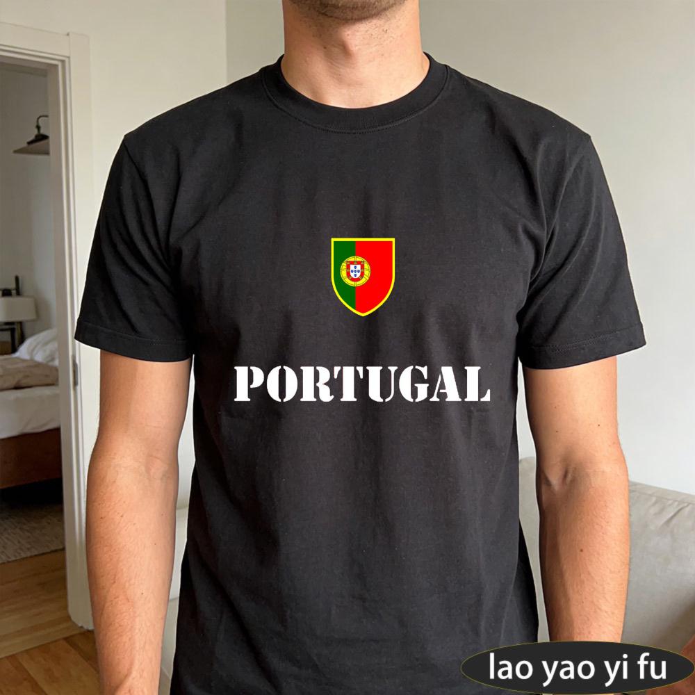 Portugal Soccer Graphic Tshirt Unisex Summer Cotton Short Sleeve Shield Flag Soccer Fan Soccer Party Supplies Casual Daily Wear