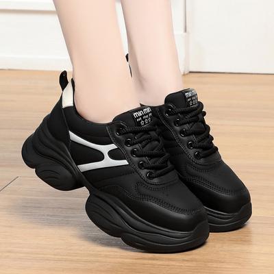 Мода 2024 Весна и Осень Модные Удобные Повседневные Износостойкие Толстоподошвенные Увеличивающие Рост Универсальные Кожаные Кроссовки