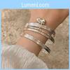 Sophisticated Silver Triple Bell Bracelet For Women Minimalist Bangle Alloy