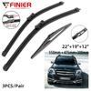 3PCS Wiper Blades For Benz GLK Class X204 2014-2015 22" 19" 12" Fit Front Windshield Windscreen Window Brushes Cutter Accessories 2014 2015