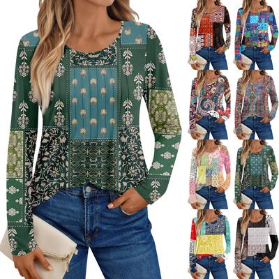 Женские рубашки с длинным рукавом, графические футболки, повседневные базовые топы, пуловеры