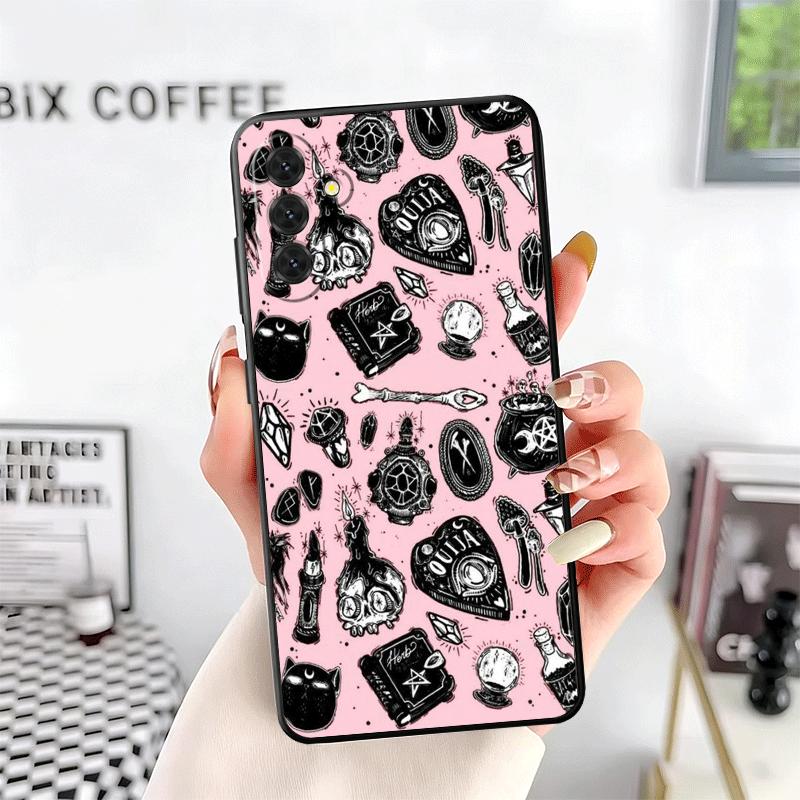 Pink Style Skull Witch Soft Phone Case for Samsung A17 A37 A57 A16 A26 A36 A56 A15 A25 A35 A55 A14 A24 A34 A54 A13 A23 A33 A53 A