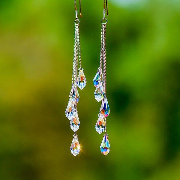 Sparkling Crystal Star Moon Tassel Earrings for Women Korean Fashion Zircon Butterfly Asymmetrical Drop Earring Party Zircon