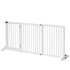 Wooden Dog Gate, Dog Fence Indoor, Freestanding Dog Barrier, Adjustable Lockable Fence with 3 Panels, 71H x 113-166W cm, White