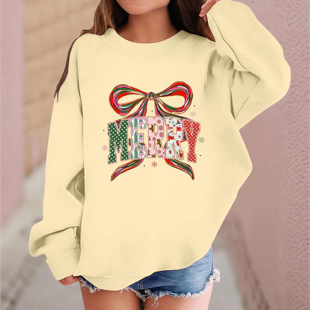 Children's Fashionable Casual Long-sleeved Loose Christmas Print Pullover Sweatshirt