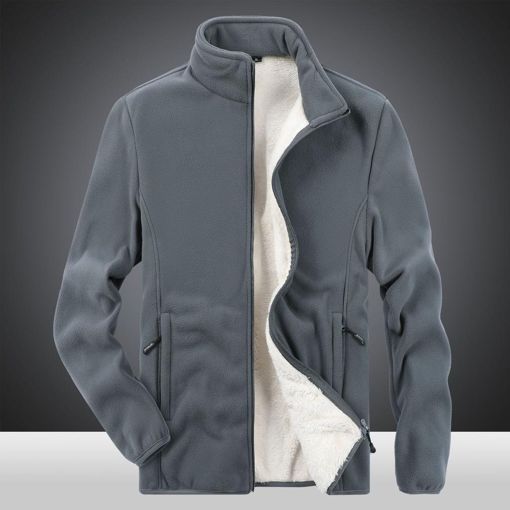Зимняя мужская толстая флисовая куртка с добавленным жиром и очень большая однотонная флисовая куртка