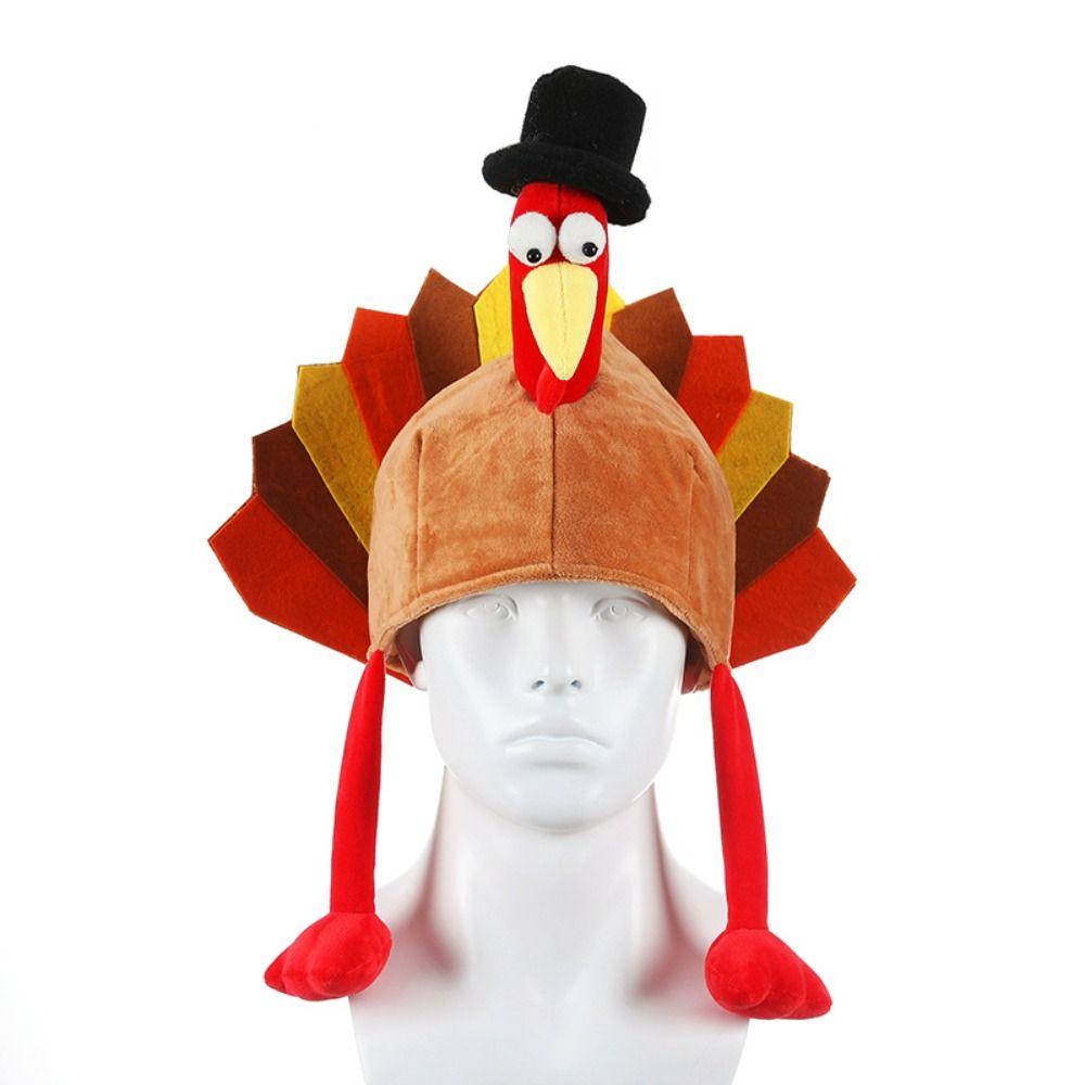 Creative Thanksgiving Turkey Hats Comfortable Roleplaying Photo Cap Plush Turkey Caps  Celebration