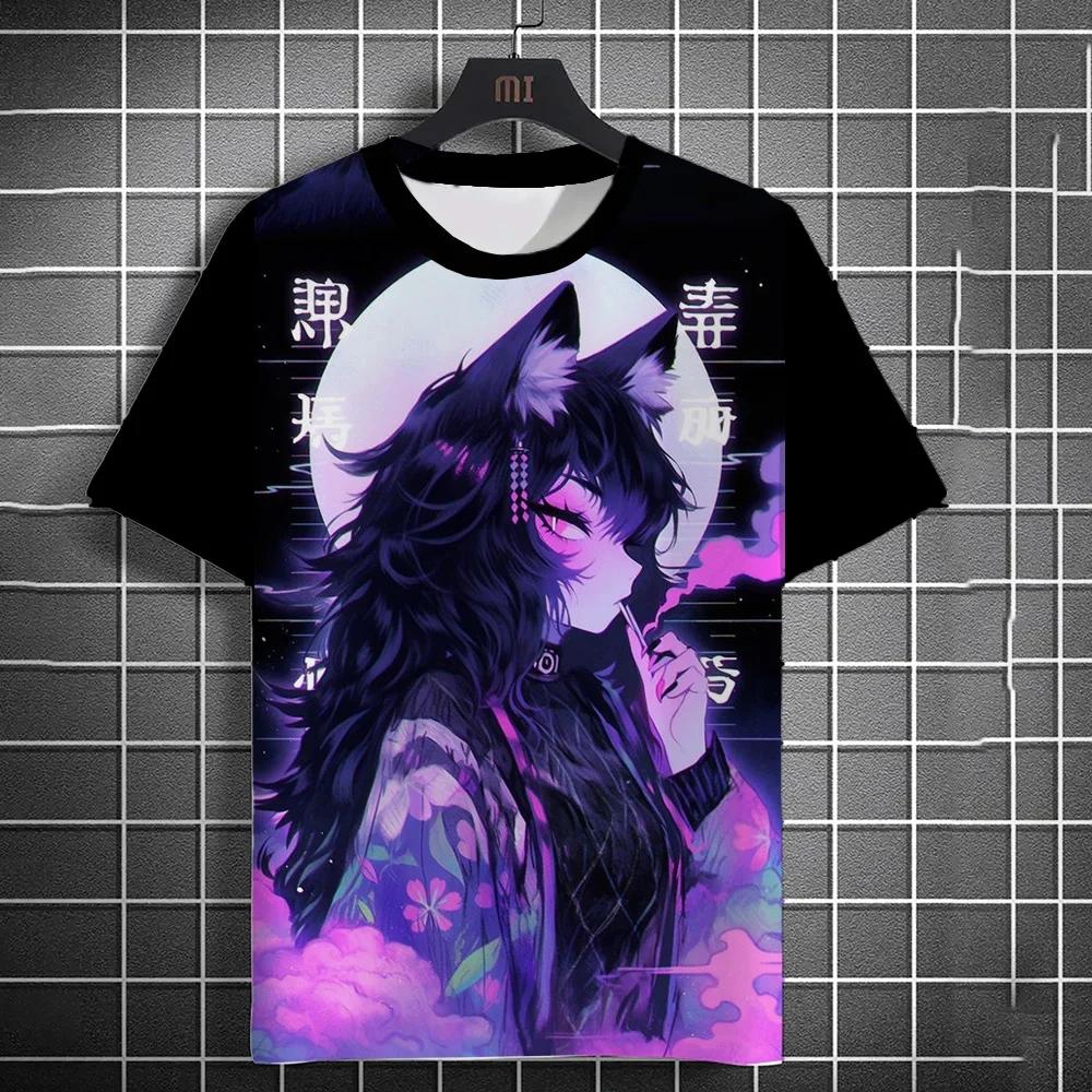 Мужская футболка с рисунком из мультфильма «Сексуальная девушка», летние повседневные футболки в стиле Харадзюку, 3D-принт, хип-хоп, топы с круглым вырезом