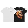 Vlone Летняя мужская и женская футболка оверсайз Farms с принтом пламени и черепа Streetwear
