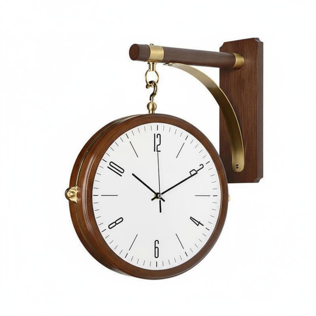 Double Sided Wall Clock Modern Nordic Design Silent Home Decor for Living
