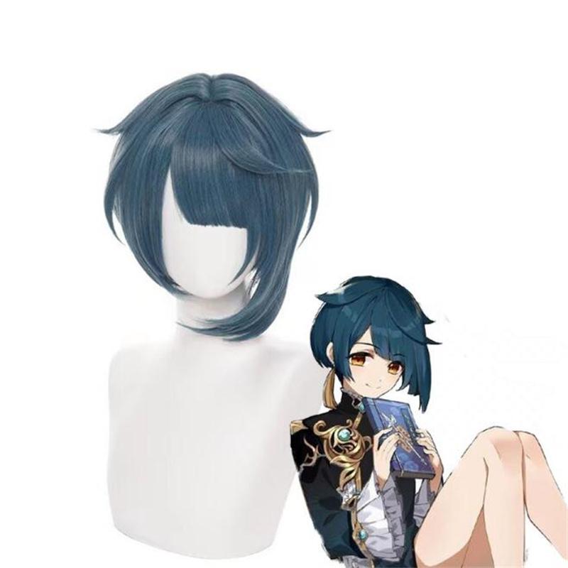 Ganyu Cosplay Wig Anime Lantern Rite New Skin Shenhe Xingqiu Twilight Blossom Heat Resistant Synthetic Hair Wigs + Wig Cap