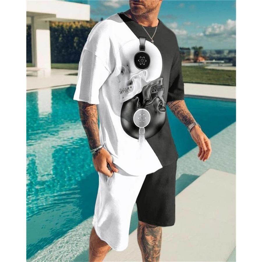 Mens Fashion Tracksuit Set Shorts Summer Men 2 Piece Outfit Suit Casual Short Sleeve Men Clothing Oversized Tshirt Jogging Set