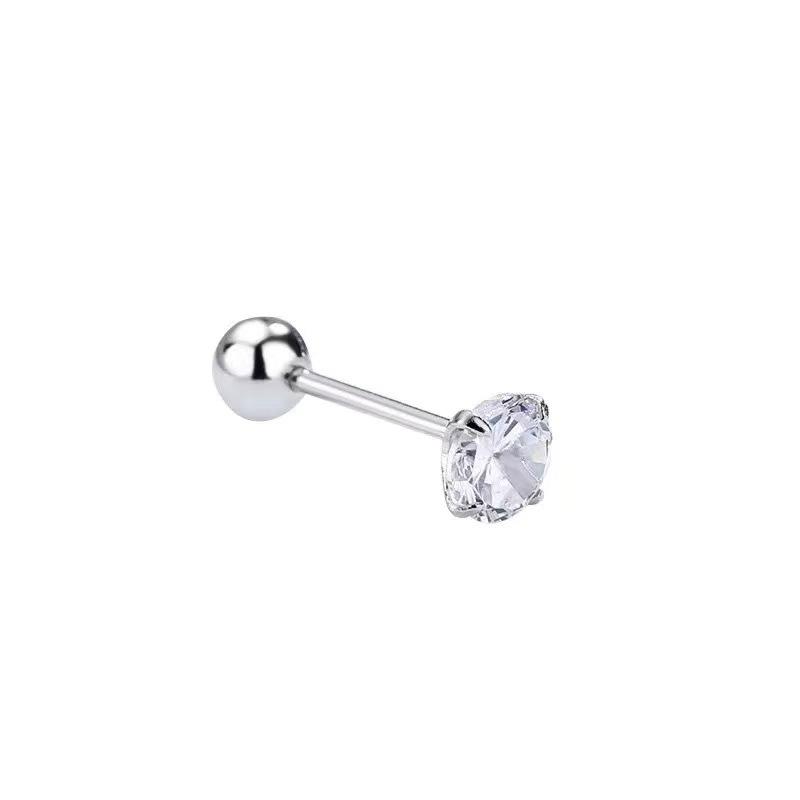 Shiny 925 Sterling Silver Internally Threaded Earrings, INS Minimalist Cartilage Studs, Comfortable to Wear While Sleeping