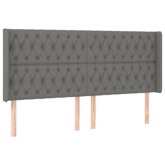 VidaXL Headboard with Ears Dark Grey 183x16x118-128 Cm Fabric3119931